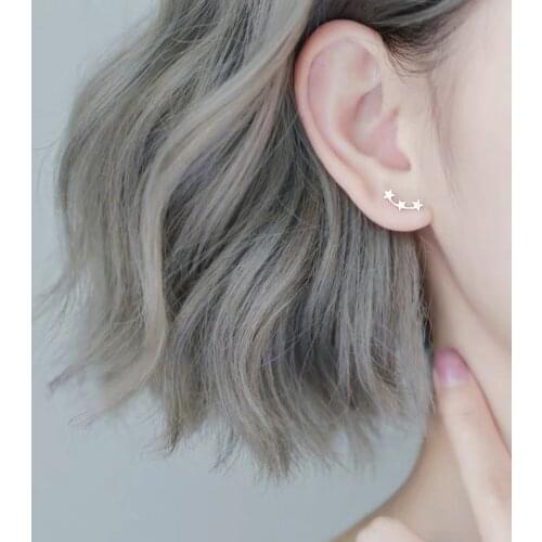 Real Pure 925 Sterling Silver Stars Earrings for Women Men Unisex Simple Studs Minimalist Fine Jewelry Korean Fashion