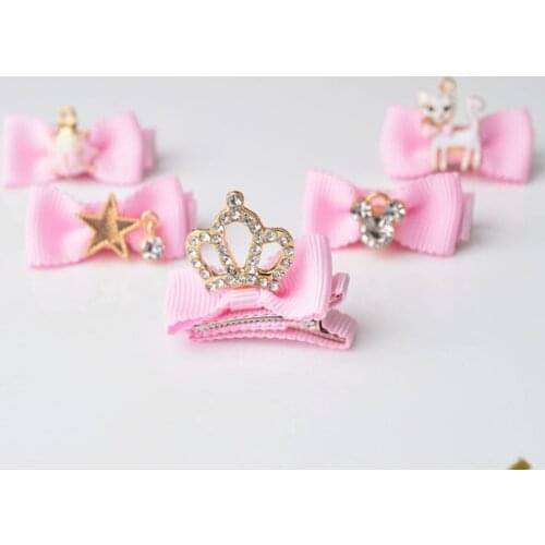 2016 New South Korean Pet/children hair super shiny diamond crown kitten package edge clip 20pcs