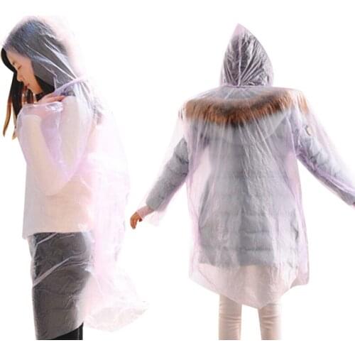 2/5/10pcs Disposable Raincoat Women Man Raincoat Waterproof Rain Coat Adult Clear Transparent Poncho Camping Hoodie Rainwear