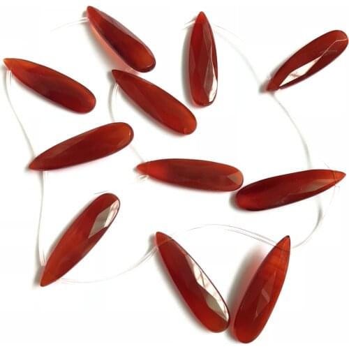 Wholesale 1str Natural Red Carnelian Beads Red Agat e 10x36mm Faceted Long Pear Drop Gem Loose Beads For Jewelry Making,15.5"