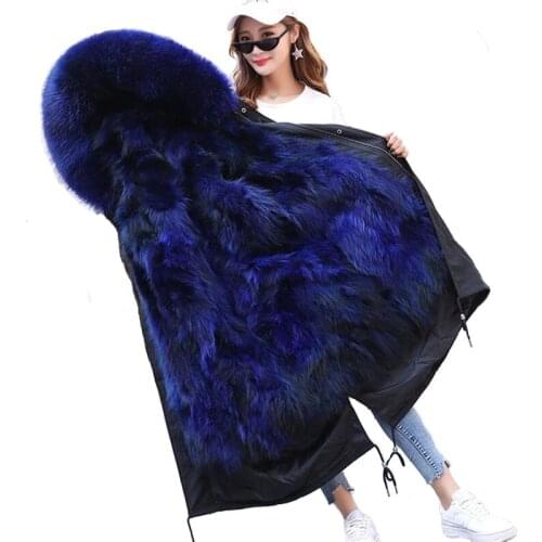 Faux fur Parker coat for womens Winter Fox fur collar hoodies High quality Raccoon fur liner Can be removed Parkas IOQRCJV H555