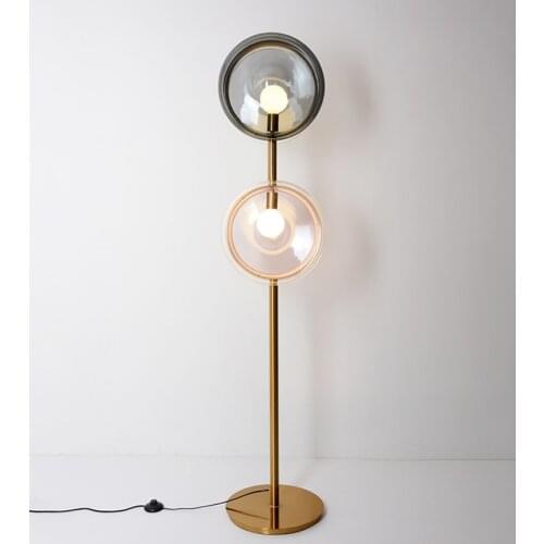 Popular floor lamp latest design floor light 2* E27 glass shade gold metal fashion design fancy house lighting