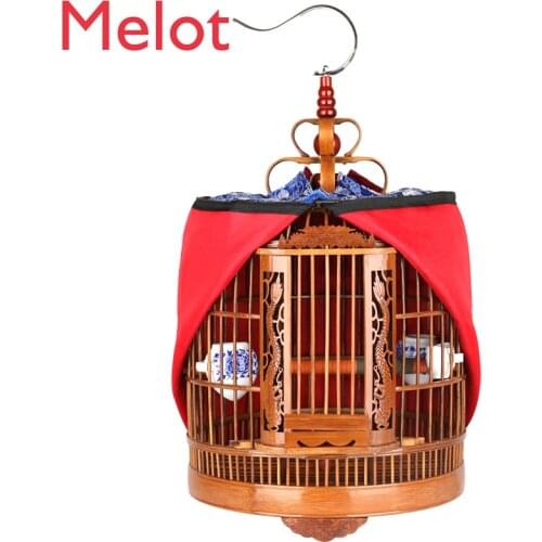 Thrush Bird Cage Bamboo Boutique Full Set of Accessories Ocean Bird Cage Factory Carving Octopus Bird Cage Handmade