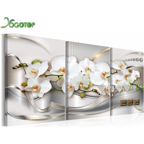 Triptych Orchids,floral Diy Diamond Painting Craft Diamond Embroidery Full Drill mosaic puzzles Decor 3 Pieces fantasy ML1323