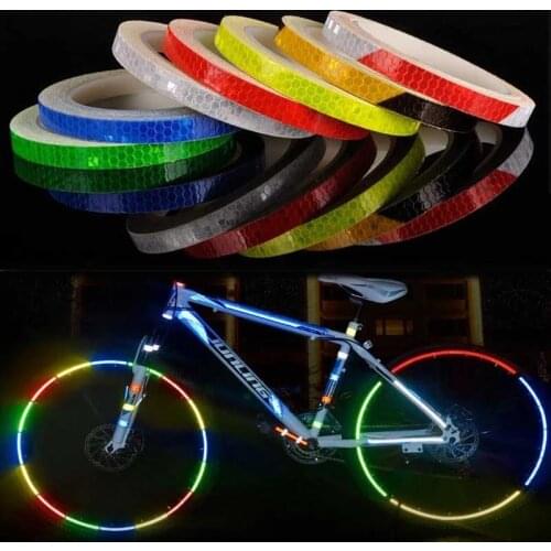 Bike Stickers Reflective Tape Fluorescent MTB Bike Bicycle Strips Cycling MTB Tape for Helmet Motorcycle Stickers Colorful 1*8cm