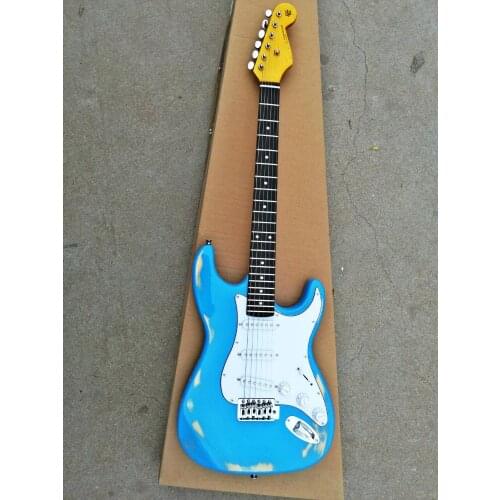 High quality FDST-1039 Antique Do old sky blue color solid body with white pickguard electric guitar, Free shipping