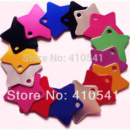 36*36mm star shape pet tags mix colors pet id tags aluminium alloy dog cat name tags free shipping