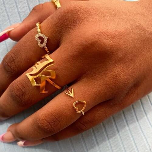 Love With Cupid Arrow Heart Rings For Women Adjustable Stainless Steel Gold Ring 2021 Female Couple Jewerly Gifts anillos mujer