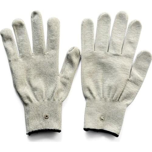 1 Pair Conductive Slivery Fiber Electrode Massage Gloves Use For TENS/EMS Unit For Physical Therapy