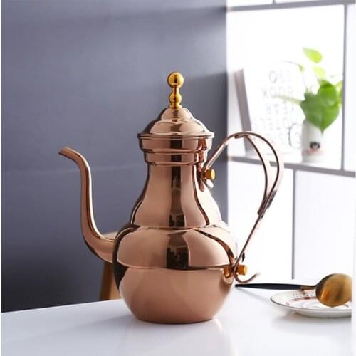 Stainless Steel Material 2 Colors Choose Narrow Teapot Hotel Long-mouthed Teapot Tea Kettle with Filter Mesh Coffee Pots