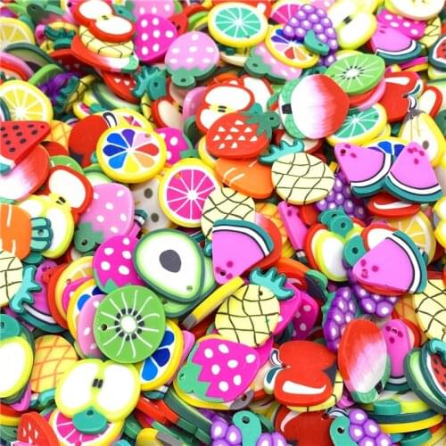 20Pcs/lot 20mm Mixed Fruits Beads Flakes Clay Beads Polymer Spacer Beads For Jewelry Making DIY Bracelet Hairpin #A89-24