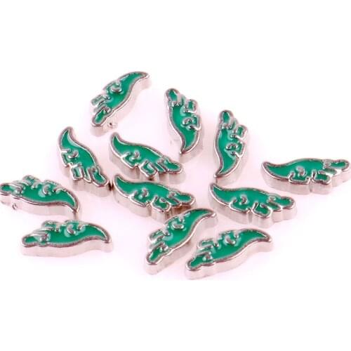 20Pcs/lot Enamel Plated Animal Cute Dinosaur Floating Pendant Charms Finding Locket Ornament Jewelry