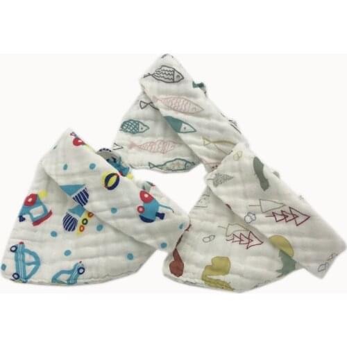 3PCS/Lot Bandana Bib Set 100% Natural Cotton Muslin 3 Piece Teething Bib Soft Absorbent Mix 3 Colors girls and boys