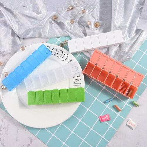 7 Days Pill Case Medicine Storage Tablet Pill Box With Clip Lids Medicine Organizer Pill Case Splitters Storage Dispenser Weekly