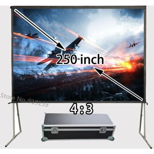 Worldwide Shipping Big Screen 250inch 4:3 Ratio Soon Open Tripod Stand Front Projection Screens