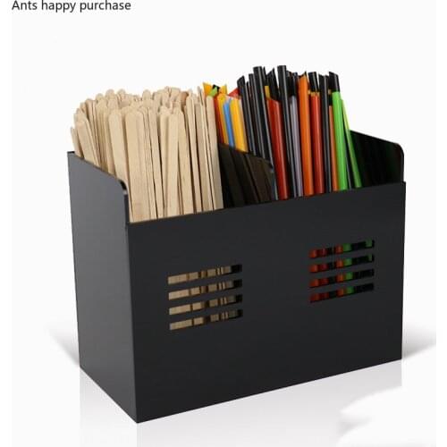 Black Acrylic Storage Rack Plastic Two Grids Straw Finishing Rack Home Use Storage Holders One Grid Square Tissue Box Napkin Box