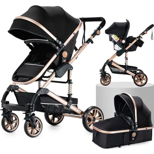 Stroller 3 in 1 Portable Travel Baby Carriage Folding Prams Aluminum Frame High Landscape Car for Newborn Babyboomer