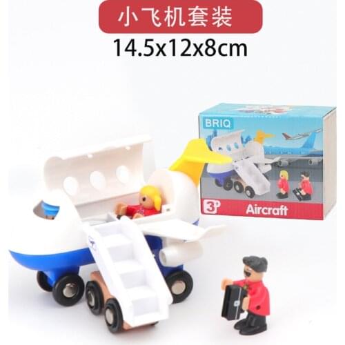 EDWONE --One Set Airline Cargo Plane Wood Railway Track Train Slot Railway Accessories Original Toy Gifts For Kids
