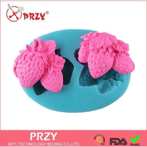 Strawberry Fondant Cake Mold Cookie Biscuit Cake Mold Mould Craft DIY 3D Sugarcraft Cake Decorating Tools Silicone Rubber PRZY