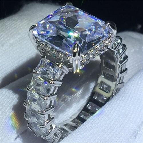 Vintage Lovers Court Ring 925 Sterling silver Princess cut 6ct AAAA cz Engagement Wedding Band Rings for women Finger Jewelry