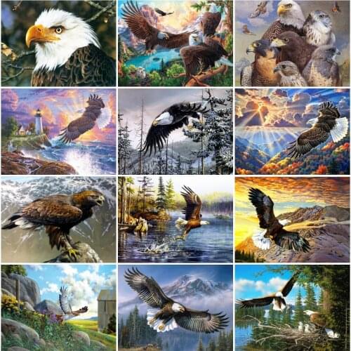 AZQSD Full Square Diamond Painting Eagle Cross Stitch Kits Rhinestone Diamond Art Embroidery Animal Mosaic Handicraft Home Decor