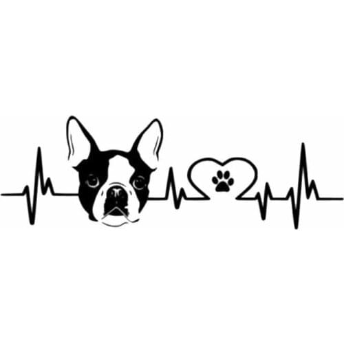 Dawasaru Boston Terrier Ecg Car Sticker Waterproof Creative Decal Laptop Suitcase Truck Motorcycle Auto Accessories PVC,20cm*6cm