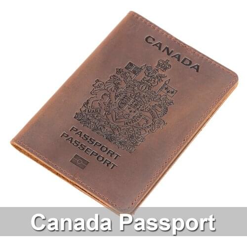 Genuine Leather Canada Passport Cover For Canadians Credit Card Holder Passport Case Unisex Travel Wallet