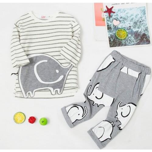 Newborn Baby Clothing 2021 Autumn New Baby Boys Girls Suit Infant Clothes Kids Long Sleeve Stripes T-shirt Pants 2 Piece Outfit