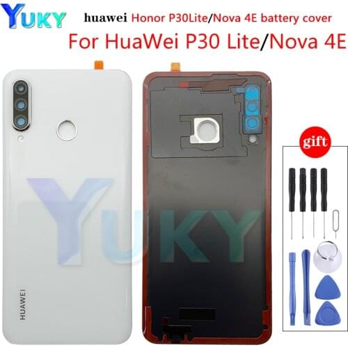 Original For Huawei P30 Lite Back Battery Cover Nova 4e Rear Glass Door Case For Huawei P30 Lite Battery Cover With Camera Lens