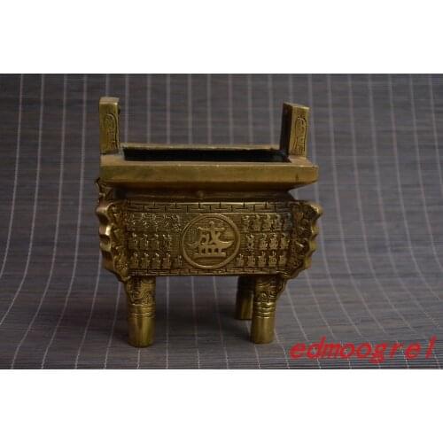 Rare Antique Tibet copper censer statue,Engraving text,Hand-carving crafts,Collection&Adornment,Free shipping