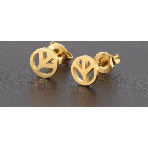 Peace 2 Trend Brief Titanium Stainless Steel 3 Colors Plated Men Earring Stud Earrings For Women Classic Jewelry