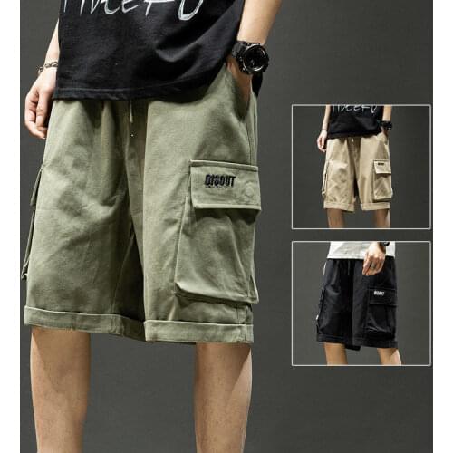 2020 Summer Casual Shorts Solid Color Multiple pockets Cargo pant Mens Fashion Loose Elastic Waist Jogging Sports Shorts Mens