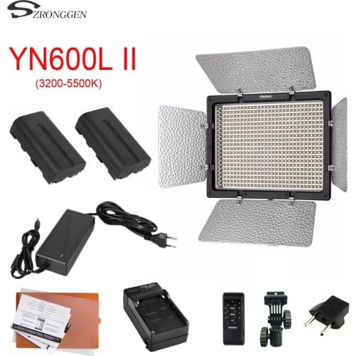 YONGNUO YN600L II YN600L II 600 LED Video Light Panel 3200-5500K + charger+NP-F550 battery+AC Power Adapter