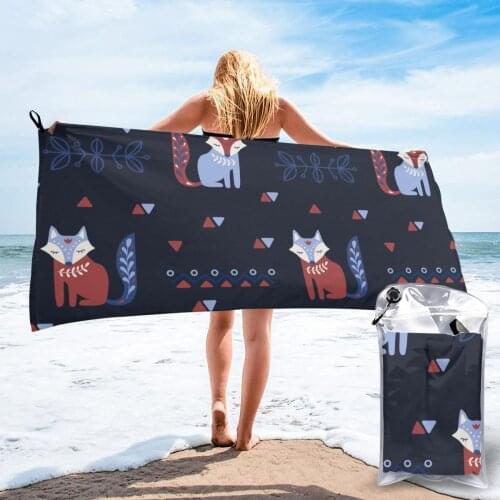Unique Style Quick Dry Beach Towel Cute Fox Microfiber Bath Towel Beach Cushion Swimming Personalized Sand Free Beach Towel