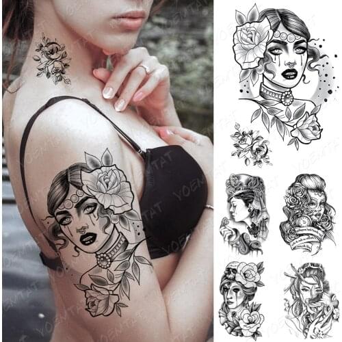 Waterproof Temporary Tattoo Sticker Old School Flash Tattoos Divination Beauty Girl Portrait Body Art Arm Fake Tatoo Women Men