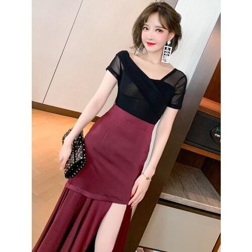 Top Quality Sexy charming short sleeve Knitted Top with sloping shoulder exposed collarbone