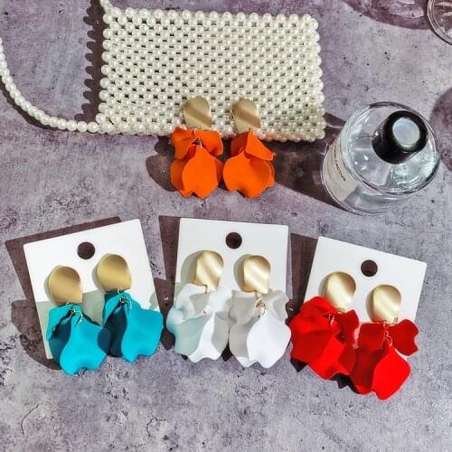 Multicolor Acrylic Spray Paint Flower Drop Earrings For Women Fashion Jewelry Matte Wafer Dangle Earings Beach Accessories