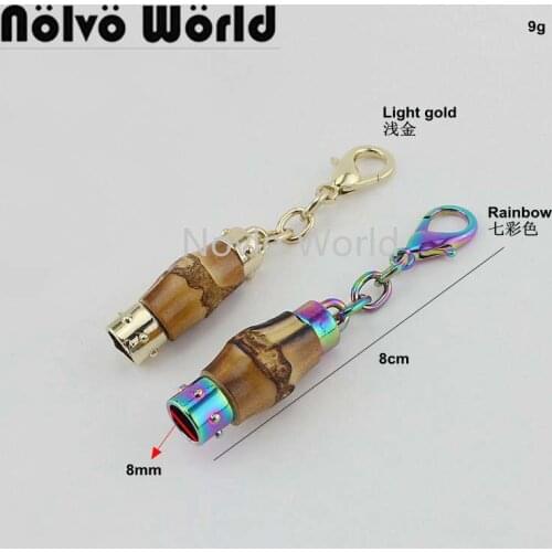 10-50pcs 8cm Rainbow Light gold Bamboo lobster clip for Bags Handbag Decorate Tassel Fringe Charm Caps,Ornament bag zip puller