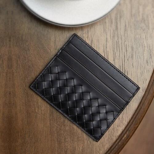 100% Leather Credit Card Mens Ultra-Thin Brand Business Card Multiple Card Slots Anti-Degaussing Simple fashion Women Card bag