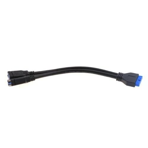 2 Port USB 3.0 Female to 20 Pin Header Cable Adapter Connector For Motherboard