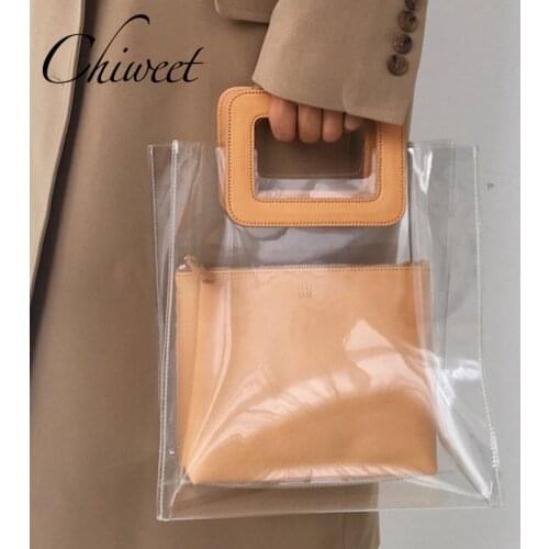 2019 Summer Transparent Waterproof Beach Bags Brand Jelly Composite Bag All-match Women Tote Shopping Bags Large Clear Handbags