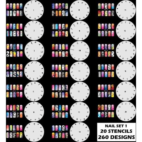 260 DESIGNS Airbrush Nail Art STENCIL Template Kit Paint stamp tool stamping plate image manicure plates Paint 20 Sheets /lot