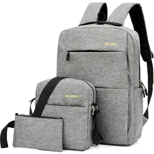 3PCS Mens Backpack USB Charging Mens Bag Casual Multifunctional Backpacks Men School Bags 3 sets Backpacks Laptop Bag