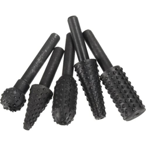 5pc Set Rotary Rasp File 1/4" Shank Burr File Rasp Woodworking Drill Bits Hss Rotary File Wood Drilling Carving Artifact Tool