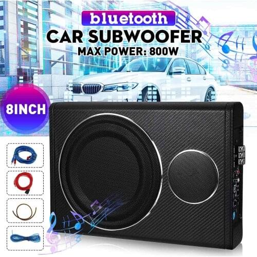 800W 8" bluetooth Car Amplifier Subwoofer Car Audio Slim Under Seat Active Subwoofer Bass Speaker Auto Woofer Music Player