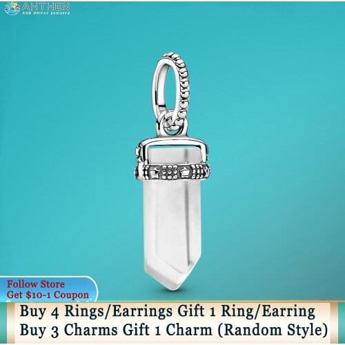 Ahthen 925 Sterling Silver Beads White Amulet Pendant fit Original Pandora Bracelets for Women Jewelry Making Birthday Gift