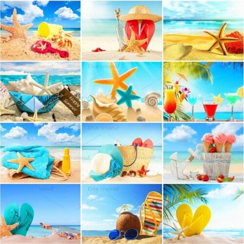 Diamond Painting Starfish Mosaic Full Drill Diamond Embroidery Seaside Landscape Cross Stitch Rhinestones Home Decoration