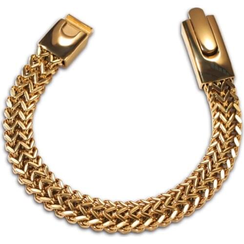 8.5 Inches 2 Row Stainless Steel Keel Chain Bracelet For Men Width 10mm Hip Hop Franco Chain Bracelets