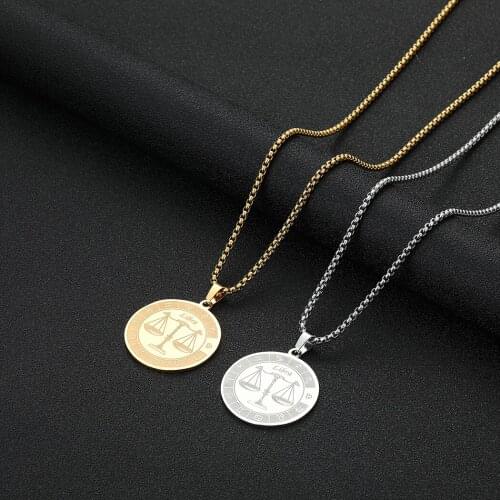 Cxwind Punk 12 Horoscope Star Zodiac Sign Pendant Necklace Constellation Choker Necklaces Women Kids Christmas GiftsJewelry