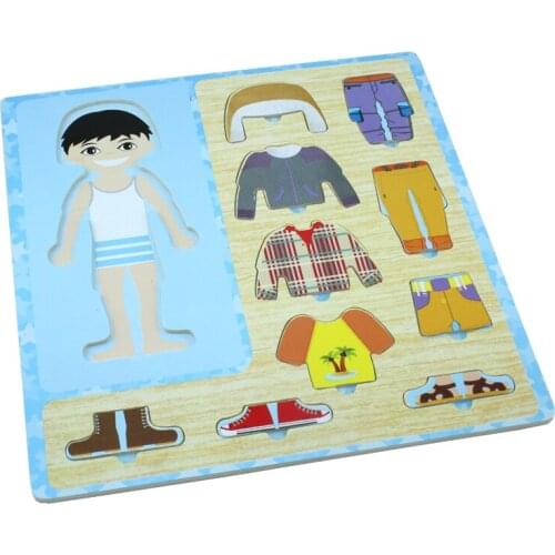 Baby Puzzle baby Intelligence Board baby Child Learning dress Puzzles Wooden Toys